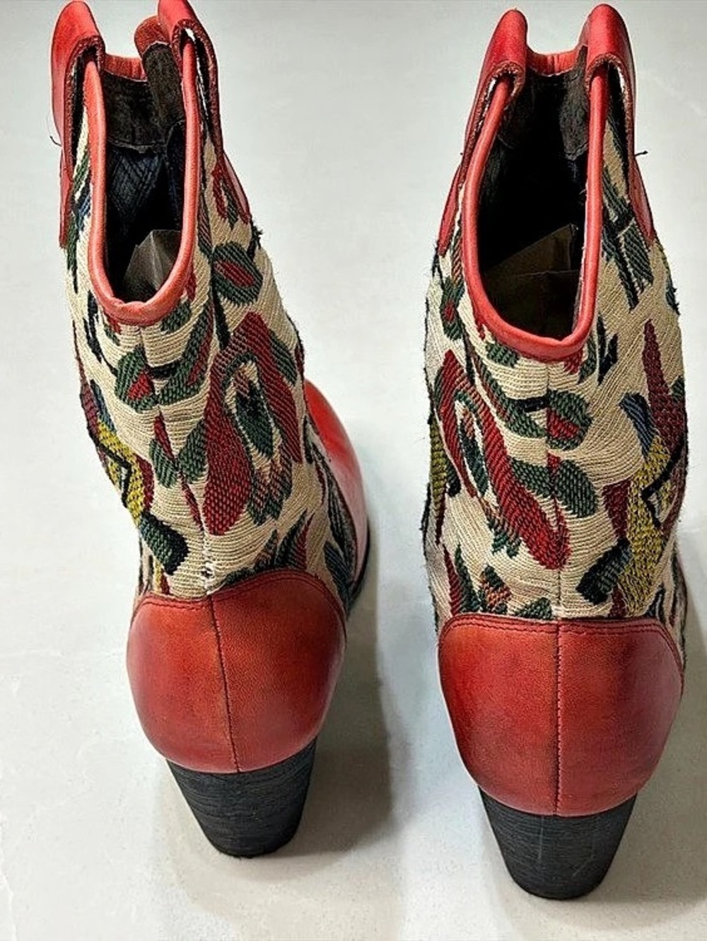 L'Artiste by Spring Step Grazia Red Tapestry Floral Leather Boots EU 37 - Picture 4 of 12